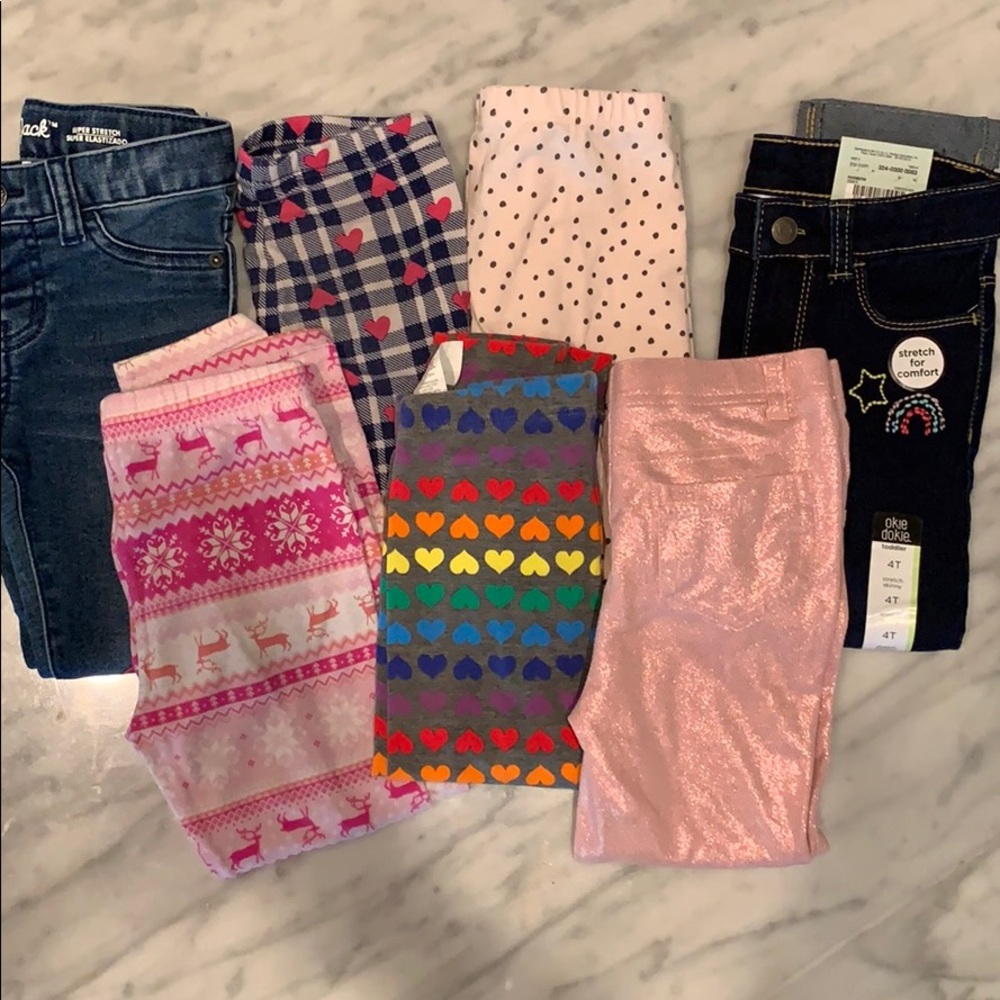 Lot of 7 pants size 4t leggings jeans girls